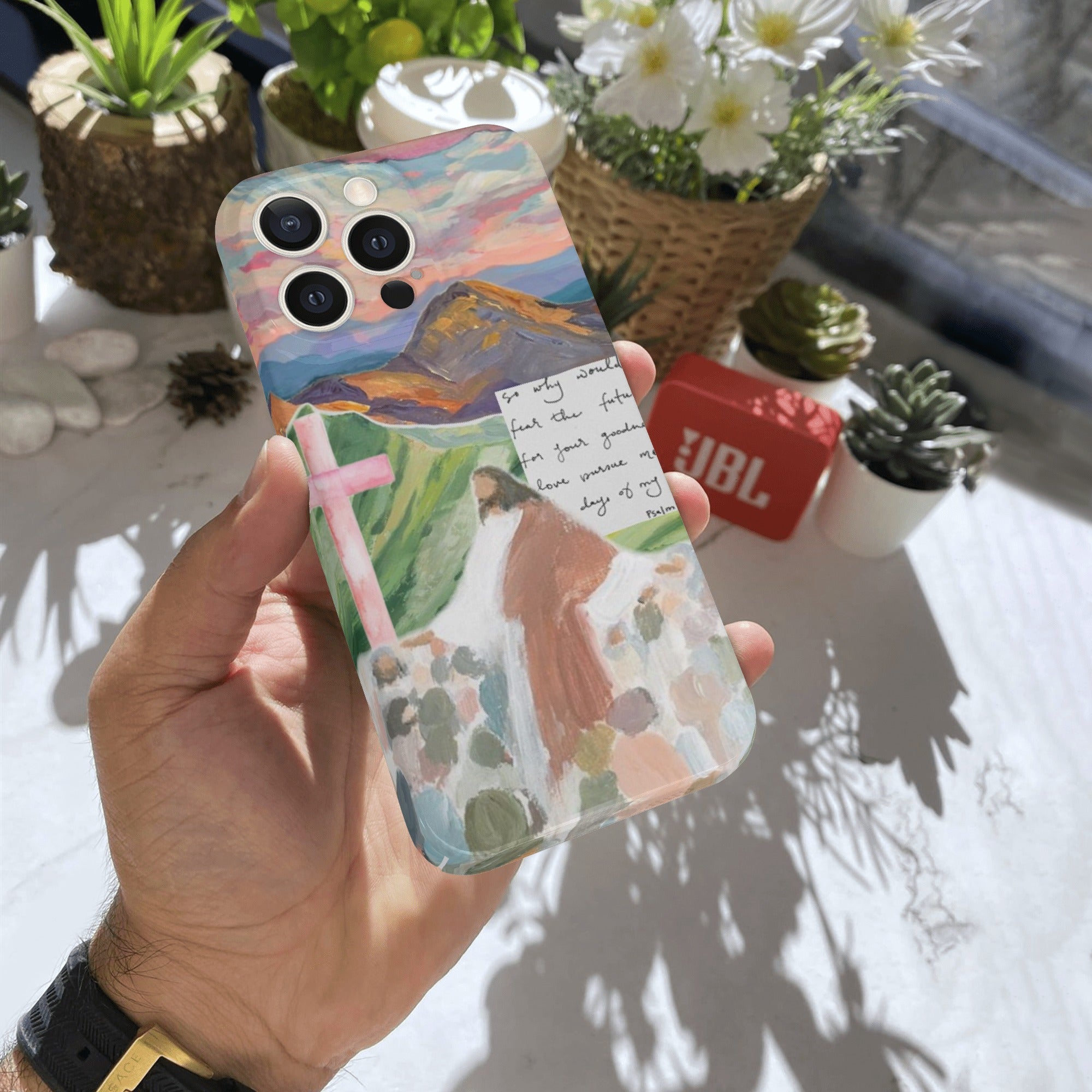 Hand-Painted Style Christian Phone Case, Christian Phone Case, Bible Verse Phone Case, Religious Gift, PCLAF11
